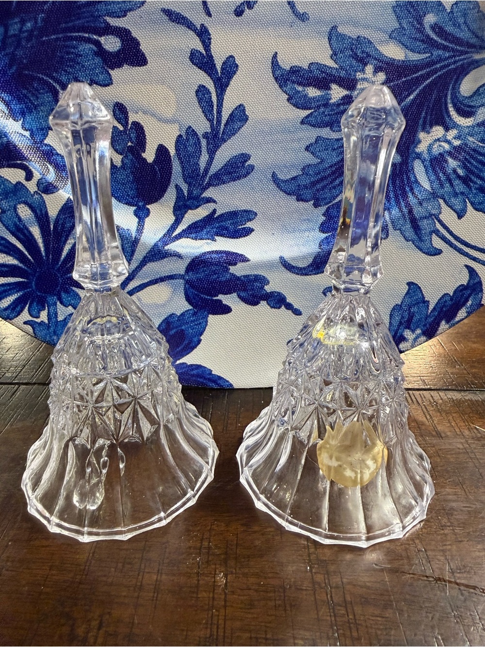 2-Clear Crystal-Style Decorative Bell Vintage 1986 24% Lead Crystal Glass